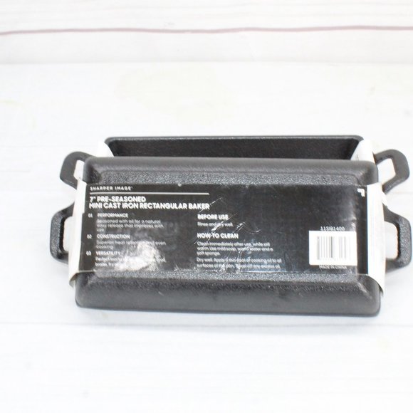 NEW Sharper Image Set of 2 Pre-Seasoned 7" Mini Cast Iron Rectangular Baker Pan - Picture 4 of 10